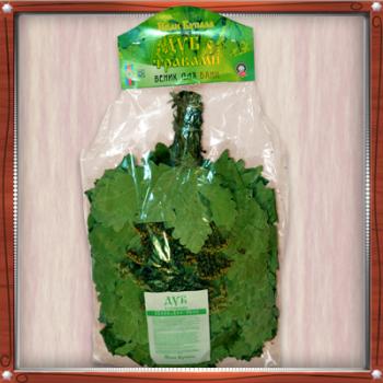 Веник Экстра из кавказского дуба с букетом трав в упаковке (25)
